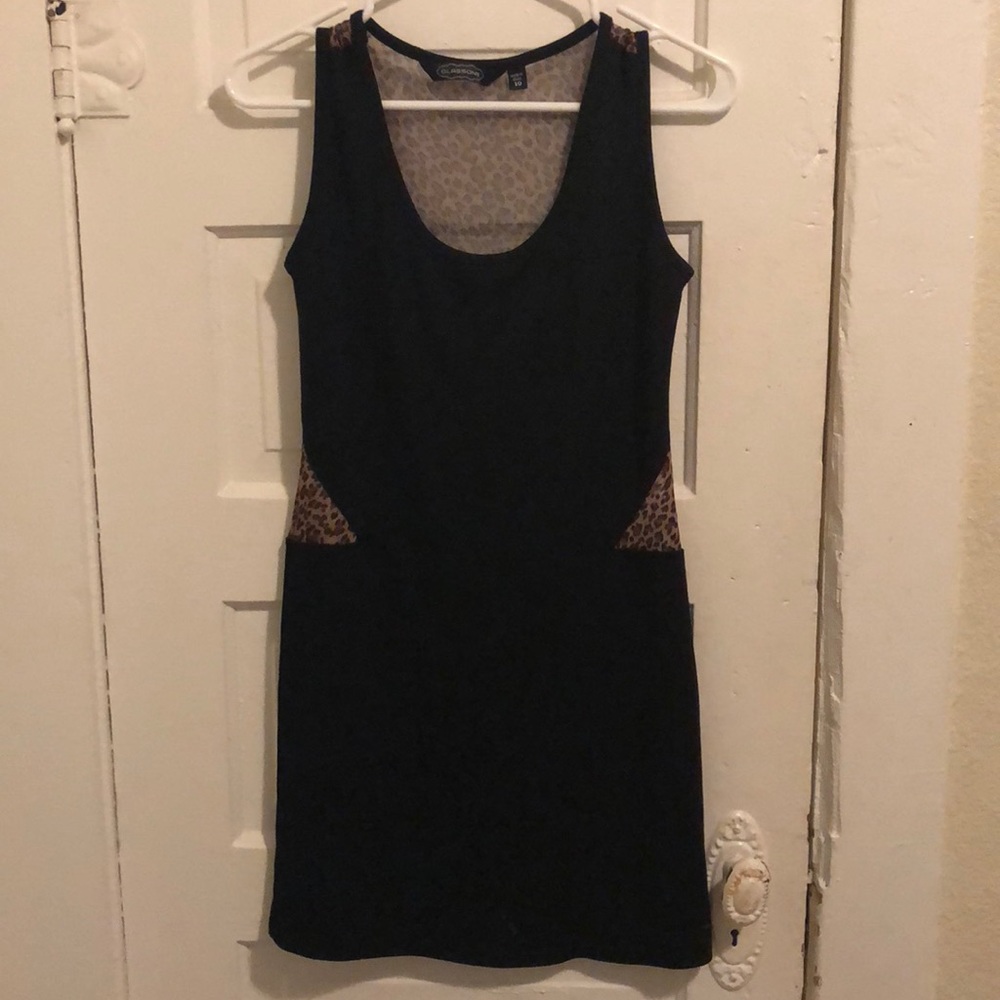 Black Leopard Bodycon Tank Dress